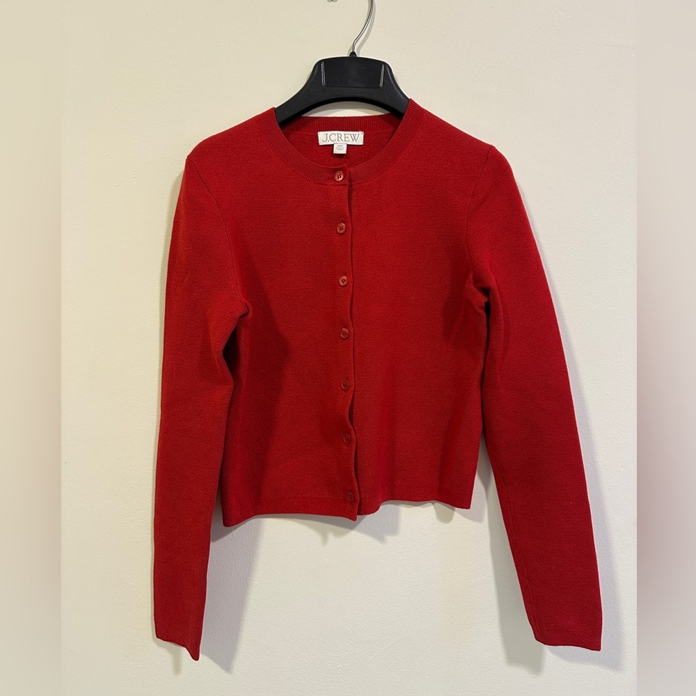 J. Crew Red Button-Up Cardigan